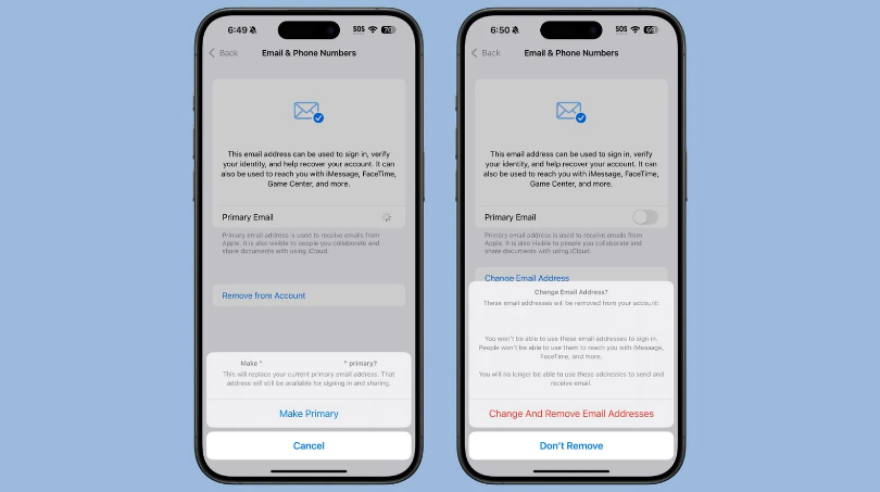 侨乡街道开发区苹果手机维修分享苹果 iOS 18.1 支持设置“主要”邮箱地址并更改 iCloud 邮箱 